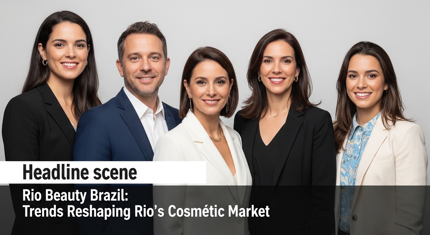Rio de Janeiro beauty market scene with diverse products and shoppers.